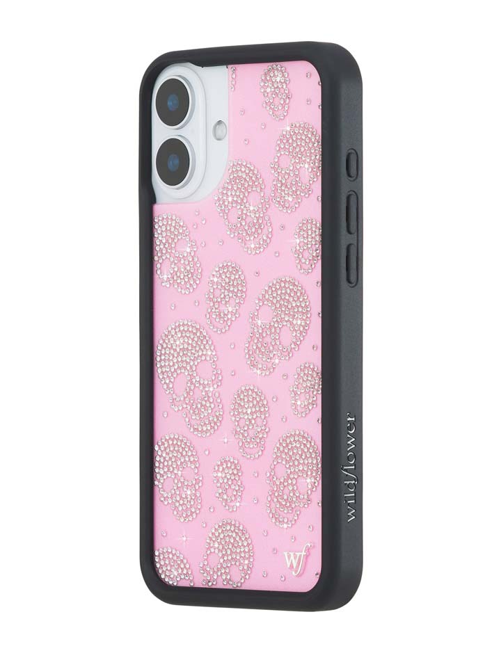 Wildflower iPhone case 16 Plus Better Half with Stas and Vic Rhinestone Skull Pink Clear Silver Cute
