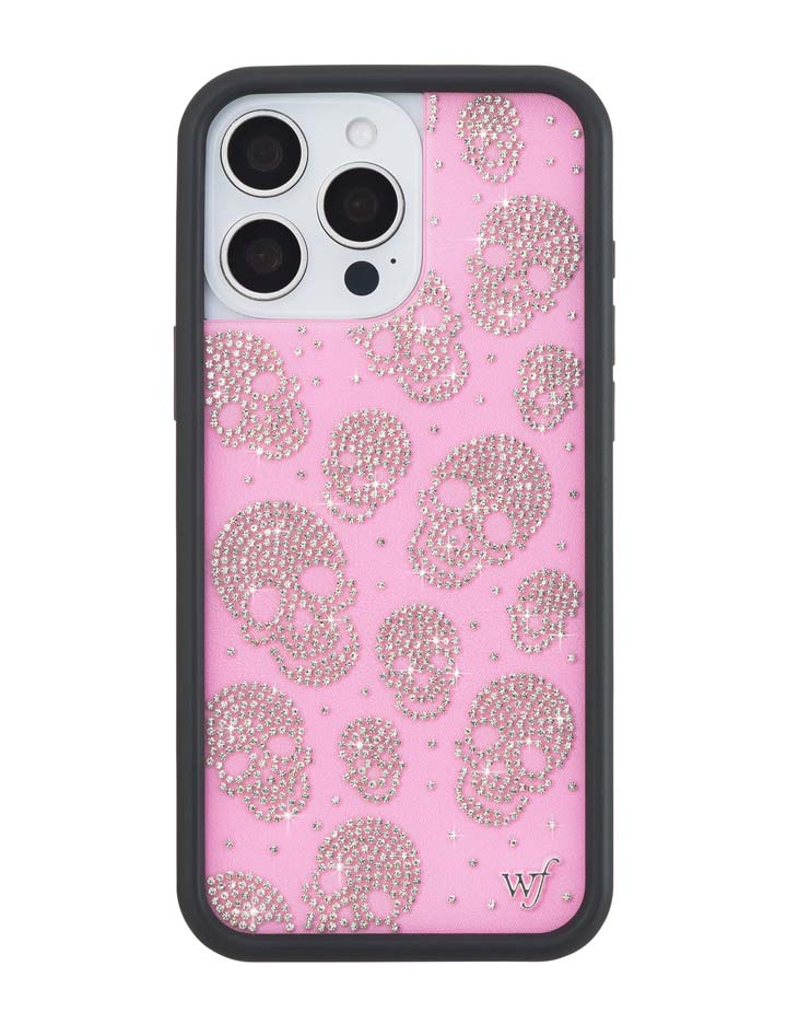 Wildflower iPhone case 16 Pro Max Better Half with Stas and Vic Rhinestone Skull Pink Clear Silver Cute