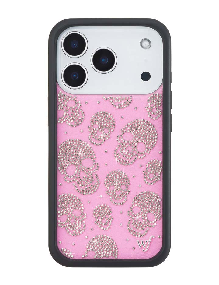 Wildflower iPhone case 17 Pro Better Half with Stas and Vic Rhinestone Skull Pink Clear Silver Cute