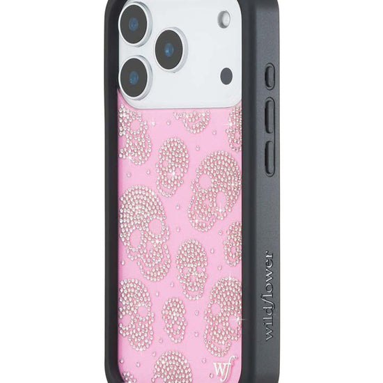 Wildflower iPhone case 18 Pro Better Half with Stas and Vic Rhinestone Skull Pink Clear Silver Cute