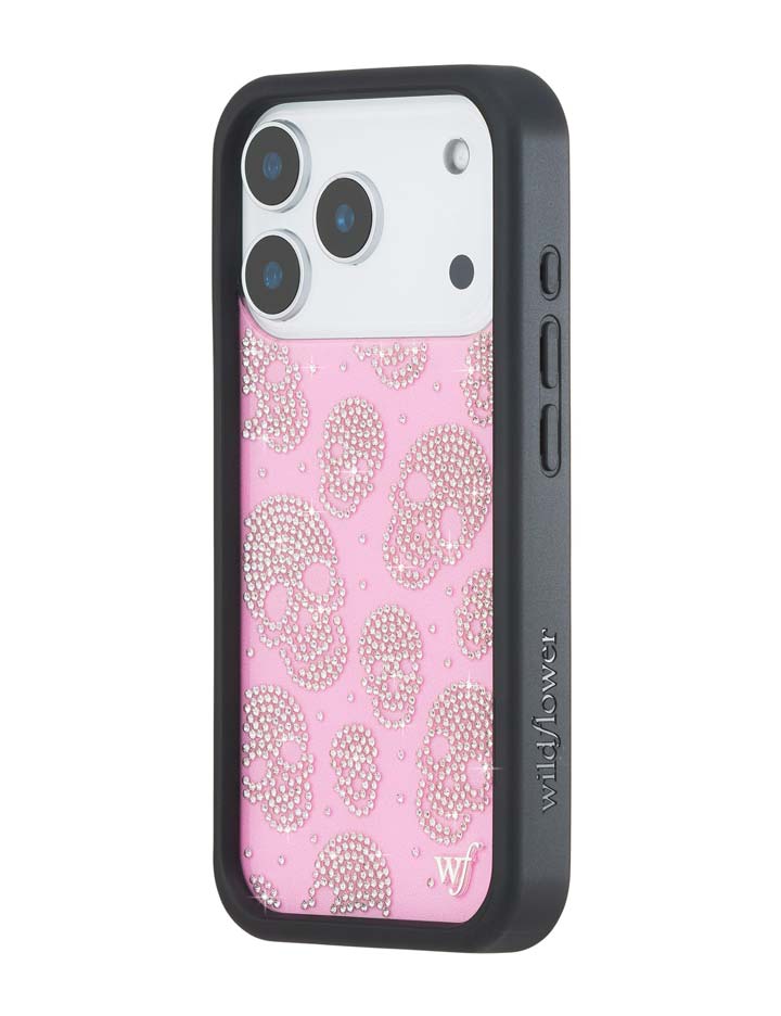 Wildflower iPhone case 18 Pro Better Half with Stas and Vic Rhinestone Skull Pink Clear Silver Cute