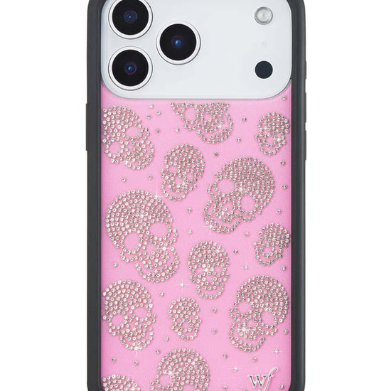 Wildflower iPhone case 18 Pro Max Better Half with Stas and Vic Rhinestone Skull Pink Clear Silver Cute