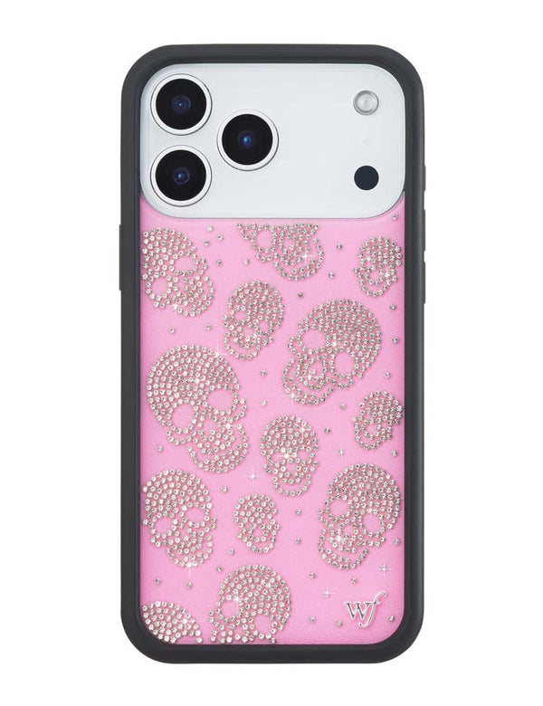 Wildflower iPhone case 18 Pro Max Better Half with Stas and Vic Rhinestone Skull Pink Clear Silver Cute