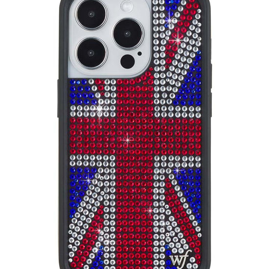 Wildflower iPhone case 14 Pro Rhinestone Union Jack Red Cute