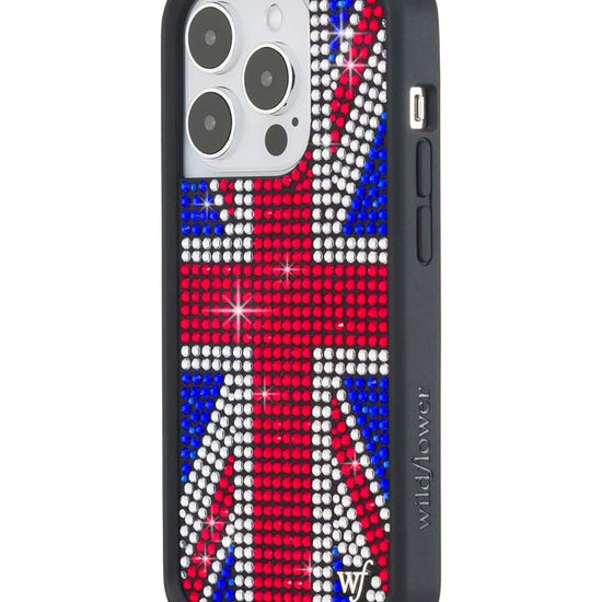 Wildflower iPhone case 14 Pro Rhinestone Union Jack Red Cute