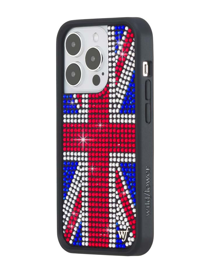Wildflower iPhone case 14 Pro Rhinestone Union Jack Red Cute