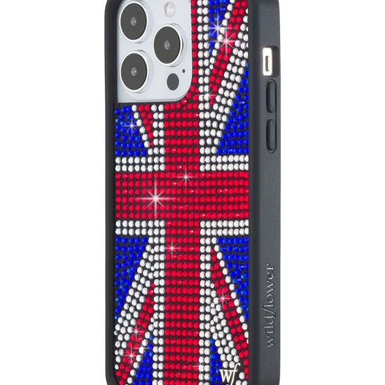 Wildflower iPhone case 14 Pro Max Rhinestone Union Jack Red Cute