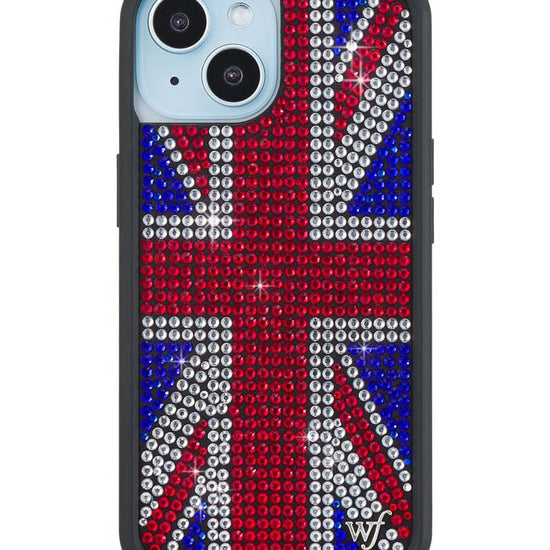 Wildflower iPhone case 15 Rhinestone Union Jack Red Cute