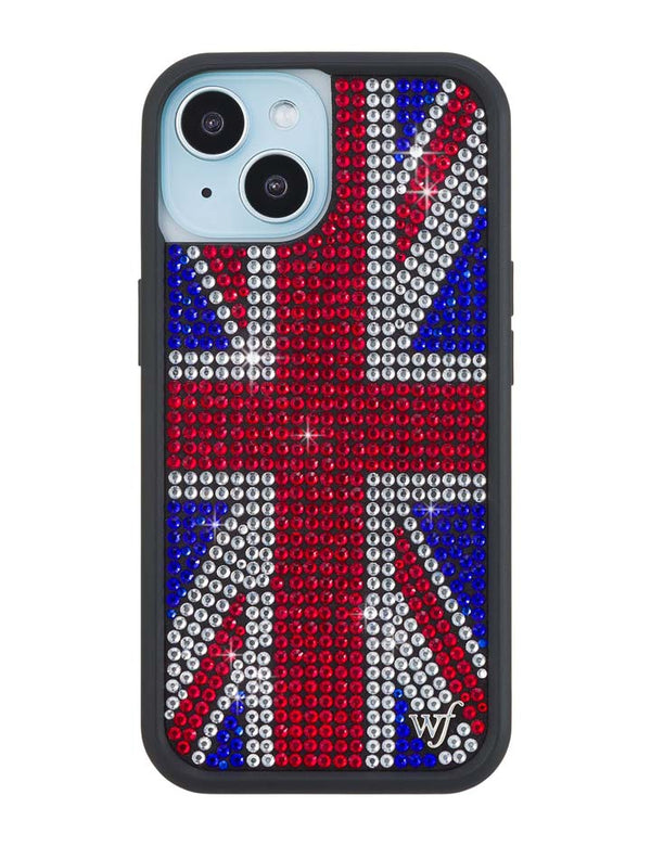 Wildflower iPhone case 15 Rhinestone Union Jack Red Cute