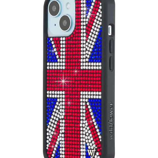 Wildflower iPhone case 15 Rhinestone Union Jack Red Cute