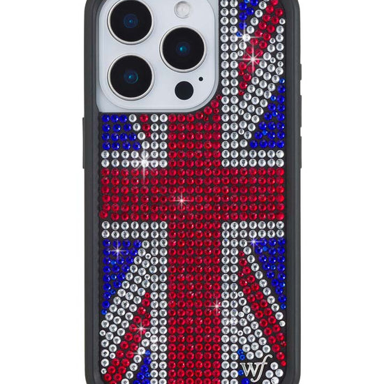Wildflower iPhone case 15 Pro Rhinestone Union Jack Red Cute