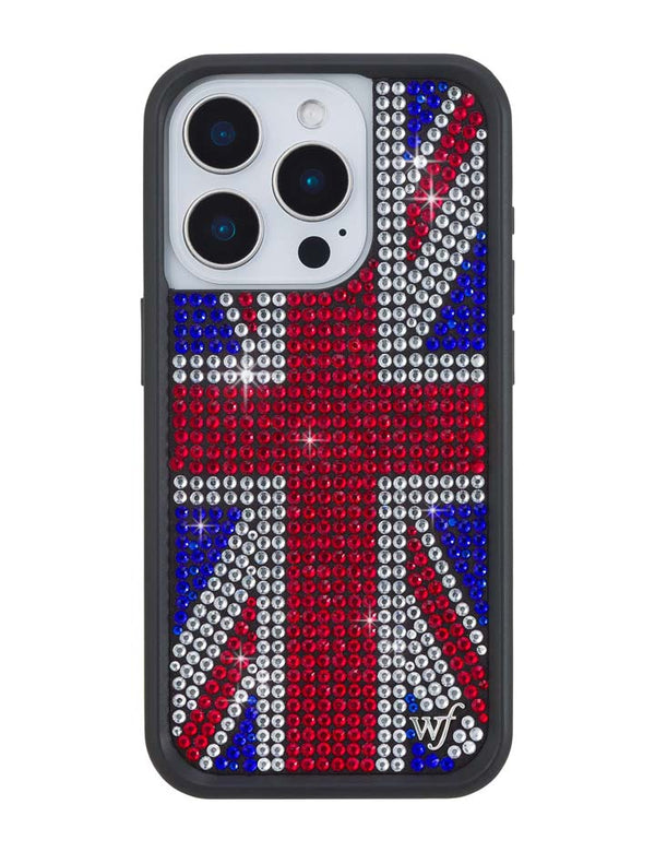 Wildflower iPhone case 15 Pro Rhinestone Union Jack Red Cute