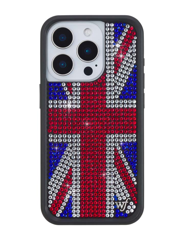 Wildflower iPhone case 15 Pro Rhinestone Union Jack Red Cute