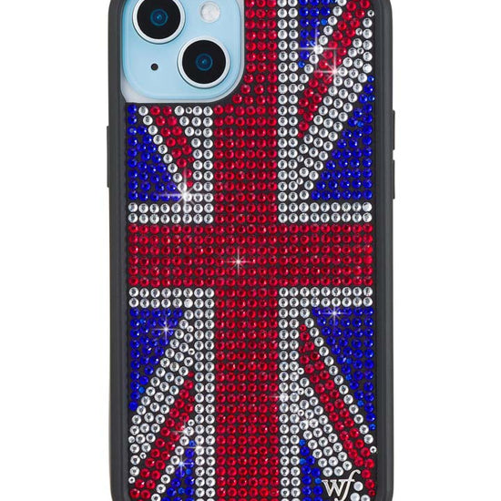 Wildflower iPhone case 15 Plus Rhinestone Union Jack Red Cute