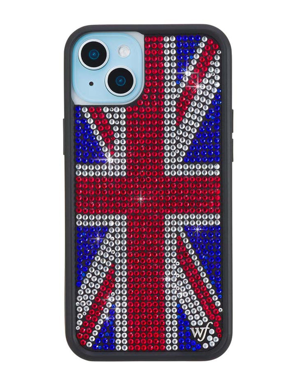 Wildflower iPhone case 15 Plus Rhinestone Union Jack Red Cute