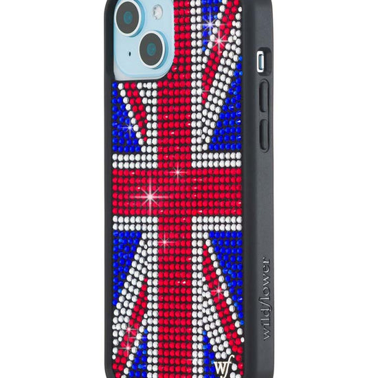 Wildflower iPhone case 15 Plus Rhinestone Union Jack Red Cute