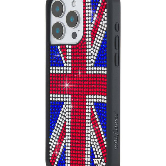 Wildflower iPhone case 15 Pro Max Rhinestone Union Jack Red Cute