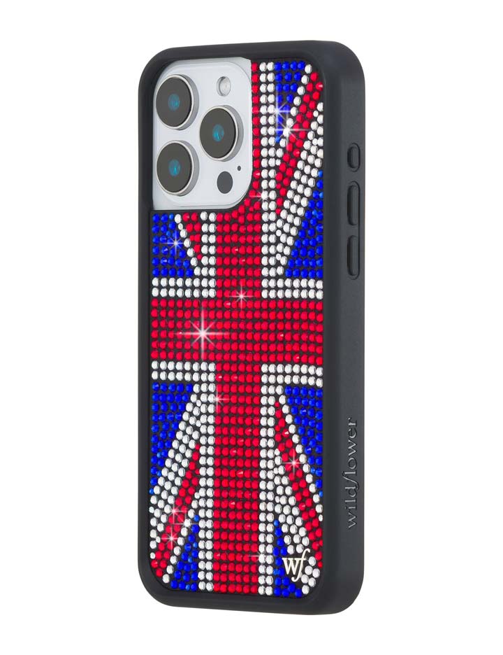 Wildflower iPhone case 15 Pro Max Rhinestone Union Jack Red Cute