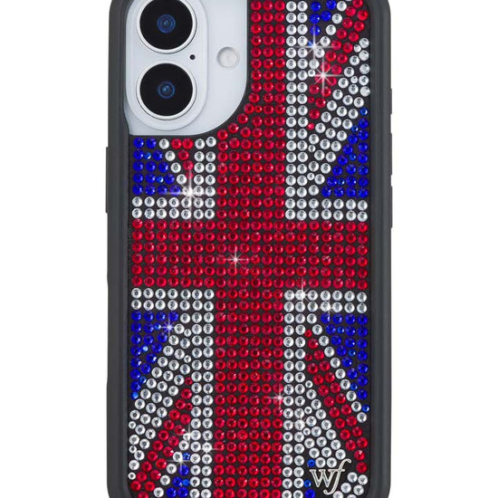Wildflower iPhone case 16 Rhinestone Union Jack Red Cute