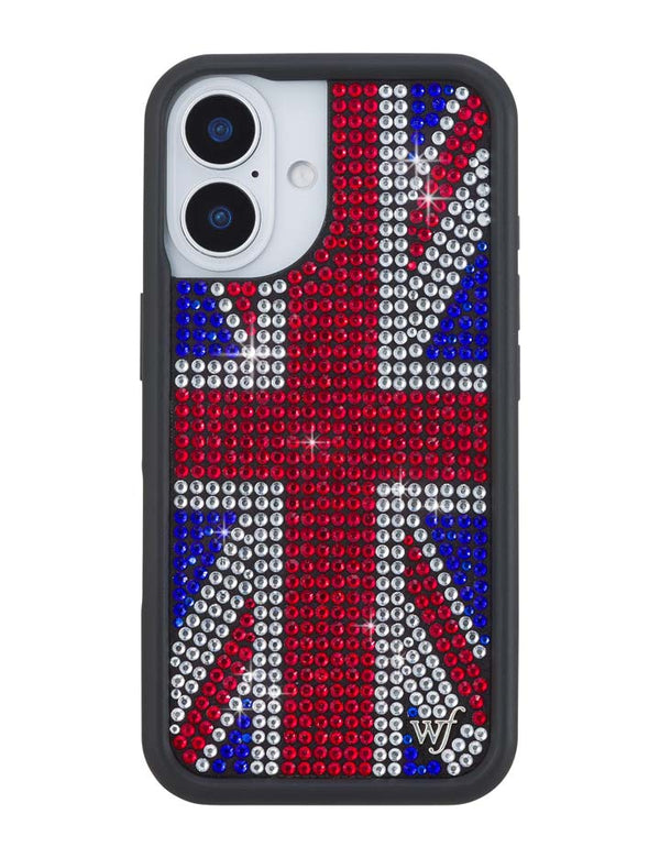 Wildflower iPhone case 16 Rhinestone Union Jack Red Cute