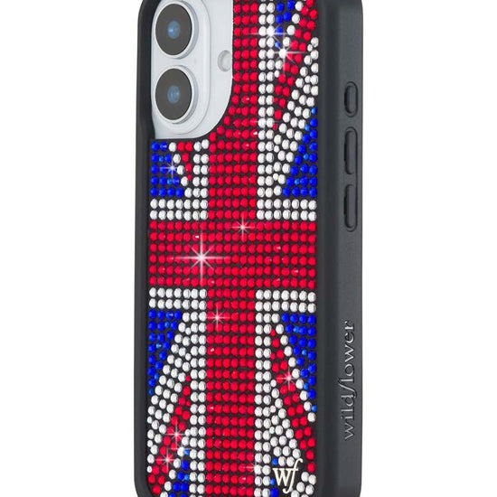 Wildflower iPhone case 16 Rhinestone Union Jack Red Cute
