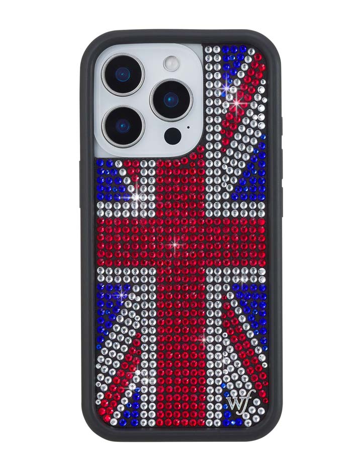 Wildflower iPhone case 16 Pro Rhinestone Union Jack Red Cute