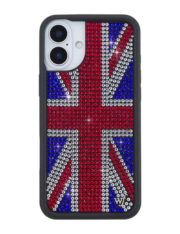Wildflower iPhone case 16 Plus Rhinestone Union Jack Red Cute