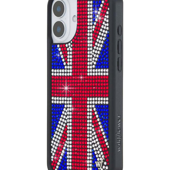 Wildflower iPhone case 16 Plus Rhinestone Union Jack Red Cute