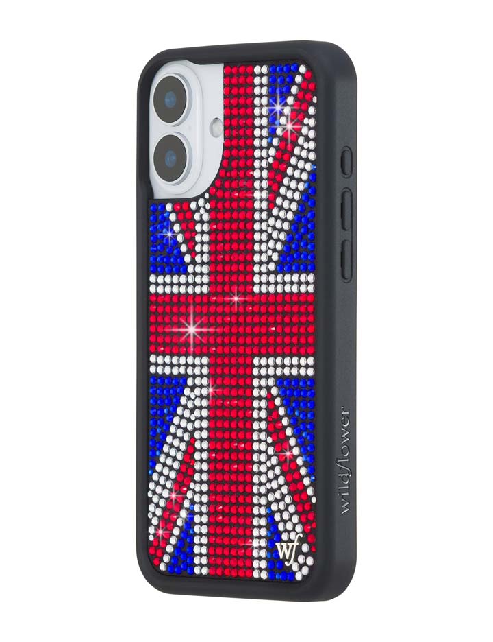 Wildflower iPhone case 16 Plus Rhinestone Union Jack Red Cute