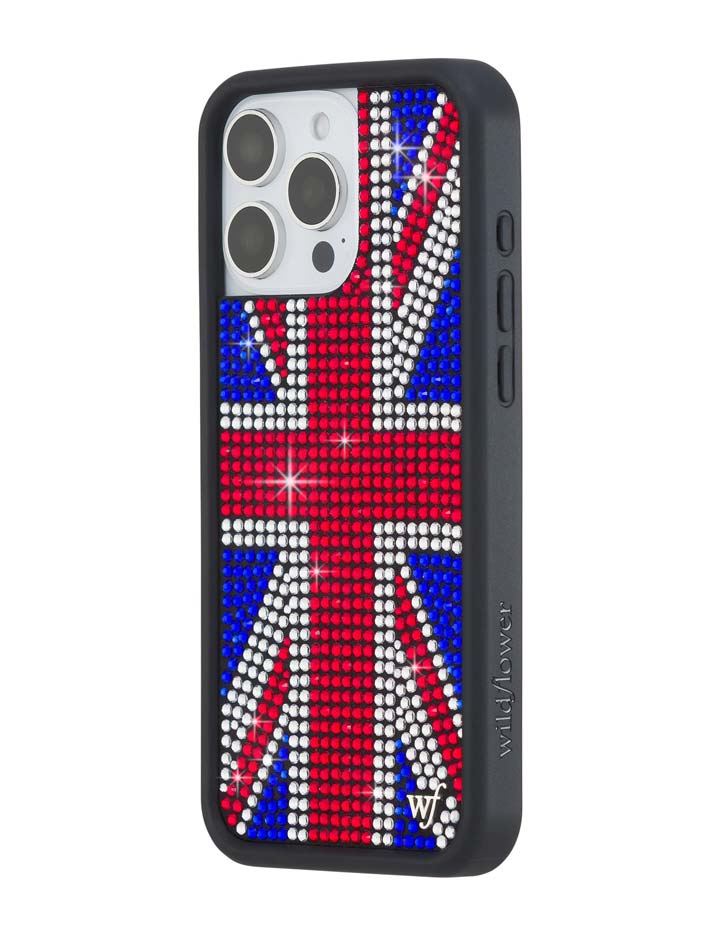 Wildflower iPhone case 16 Pro Max Rhinestone Union Jack Red Cute