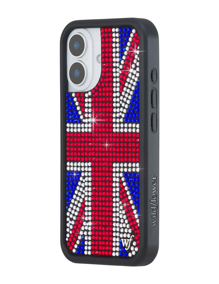 Wildflower iPhone case 17 Rhinestone Union Jack Red Cute