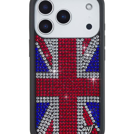 Wildflower iPhone case 17 Pro Rhinestone Union Jack Red Cute