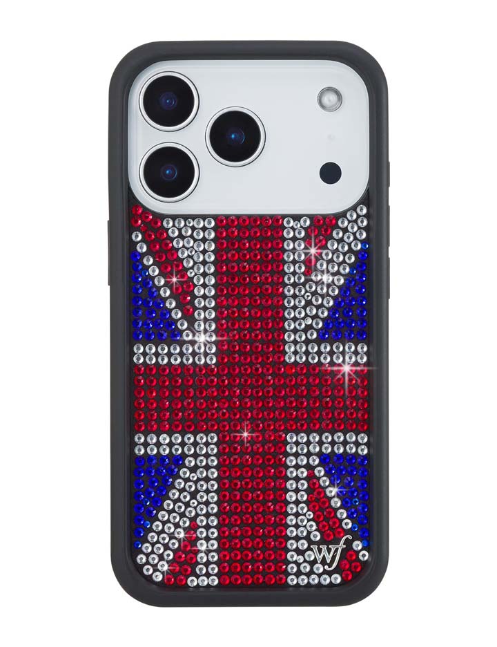 Wildflower iPhone case 17 Pro Rhinestone Union Jack Red Cute