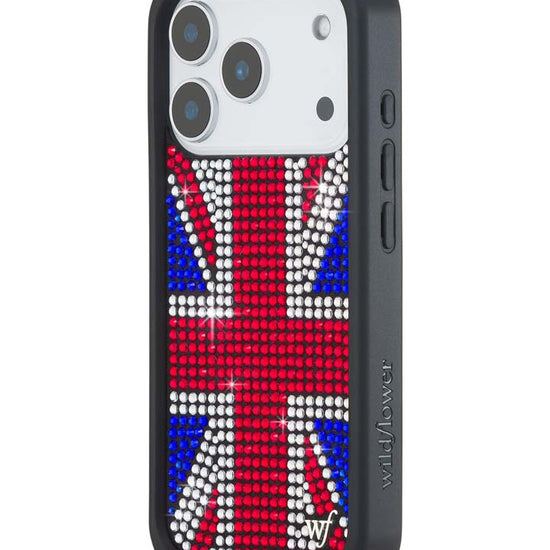Wildflower iPhone case 17 Pro Rhinestone Union Jack Red Cute