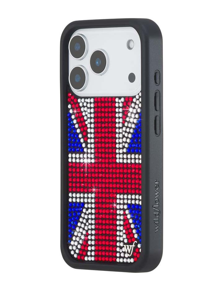Wildflower iPhone case 17 Pro Rhinestone Union Jack Red Cute