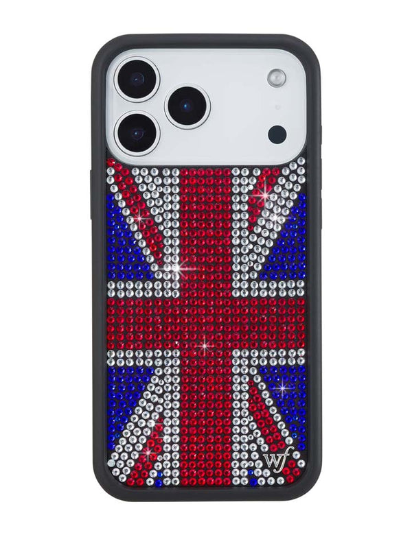 Wildflower iPhone case 18 Pro Max Rhinestone Union Jack Red Cute