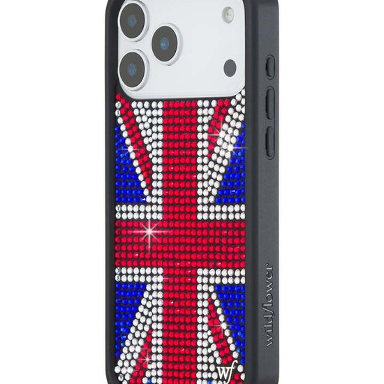 Wildflower iPhone case 18 Pro Max Rhinestone Union Jack Red Cute