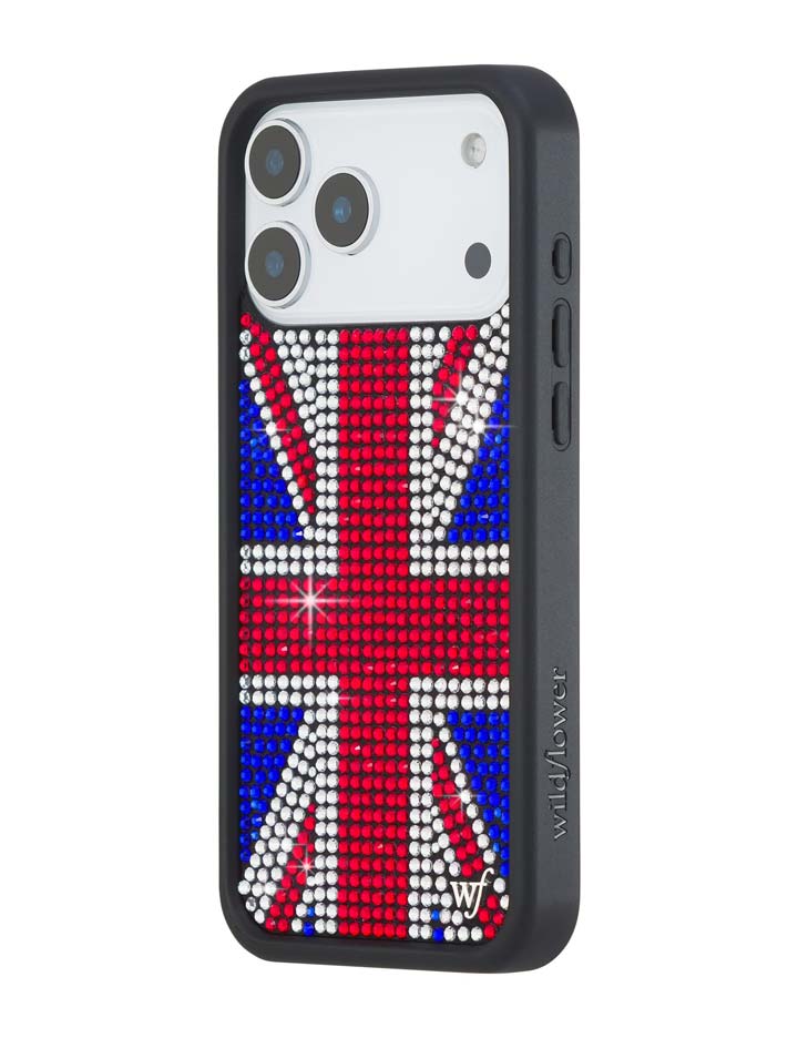 Wildflower iPhone case 18 Pro Max Rhinestone Union Jack Red Cute