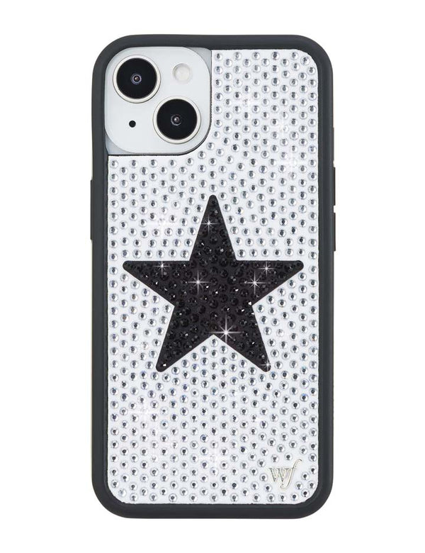 Wildflower iPhone case 13 Rhinestone Star White Black Silver Cute