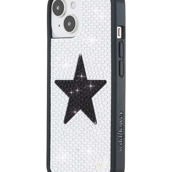 Wildflower iPhone case 13 Rhinestone Star White Black Silver Cute
