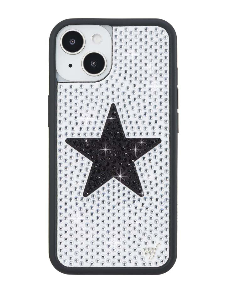Wildflower iPhone case 14 Rhinestone Star White Black Silver Cute