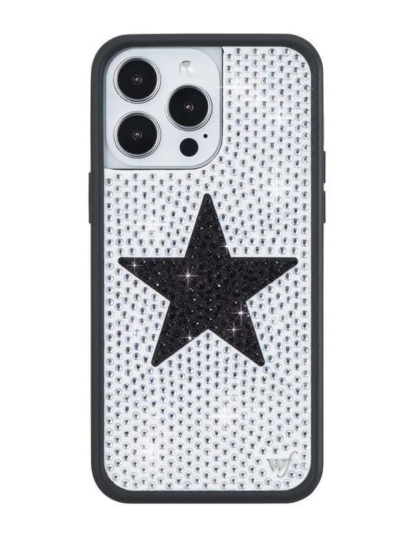Wildflower iPhone case 14 Pro Max Rhinestone Star White Black Silver Cute