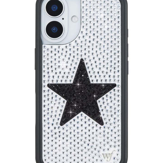 Wildflower iPhone case 16 Rhinestone Star White Black Silver Cute