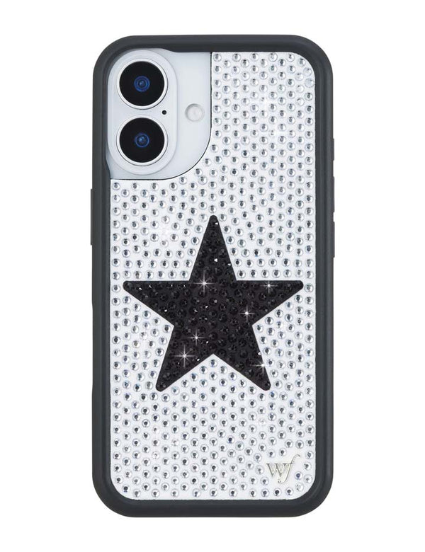 Wildflower iPhone case 16 Rhinestone Star White Black Silver Cute