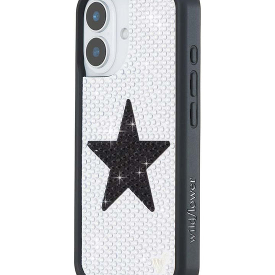 Wildflower iPhone case 16 Rhinestone Star White Black Silver Cute