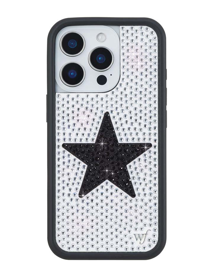 Wildflower iPhone case 16 Pro Rhinestone Star White Black Silver Cute