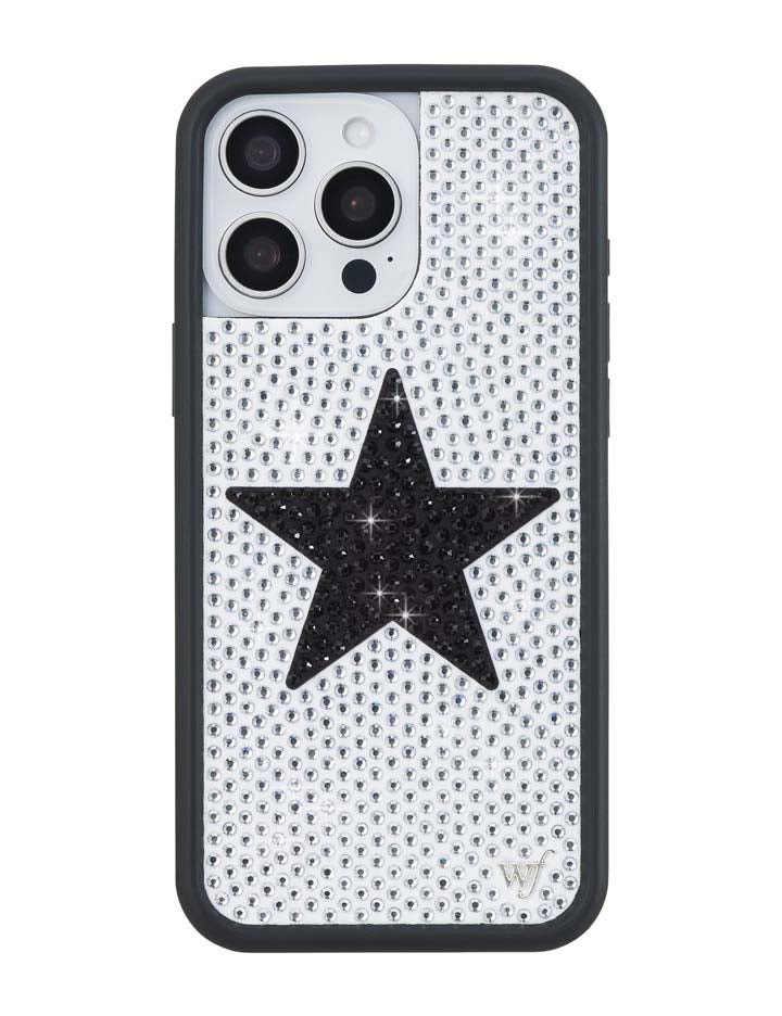Wildflower iPhone case 16 Pro Max Rhinestone Star White Black Silver Cute