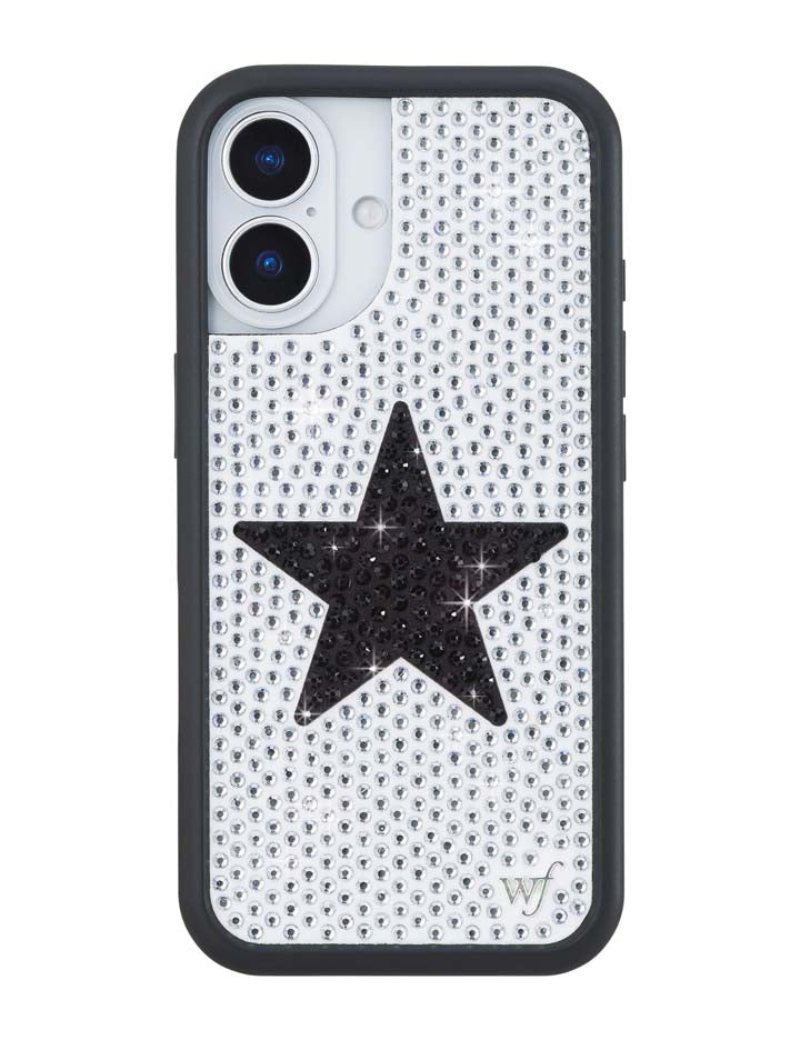 Wildflower iPhone case 17 Rhinestone Star White Black Silver Cute