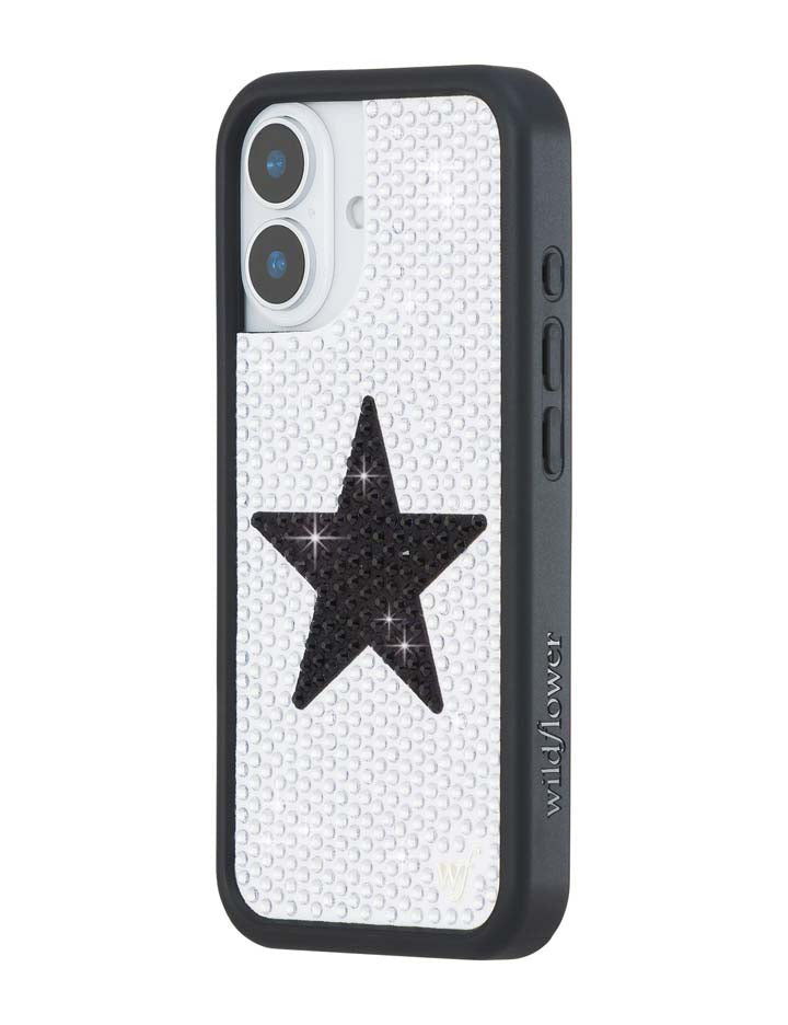 Wildflower iPhone case 17 Rhinestone Star White Black Silver Cute
