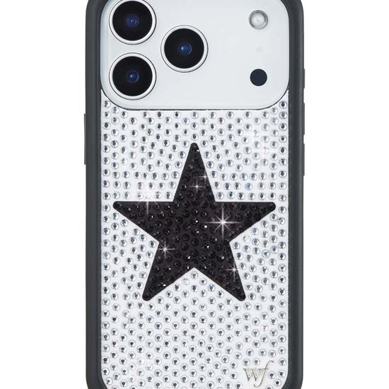 Wildflower iPhone case 17 Pro Rhinestone Star White Black Silver Cute
